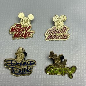 4 Disneyland Cast Member Lanyard Series Sig Pins Mickey Minnie Donald Goofy 2004